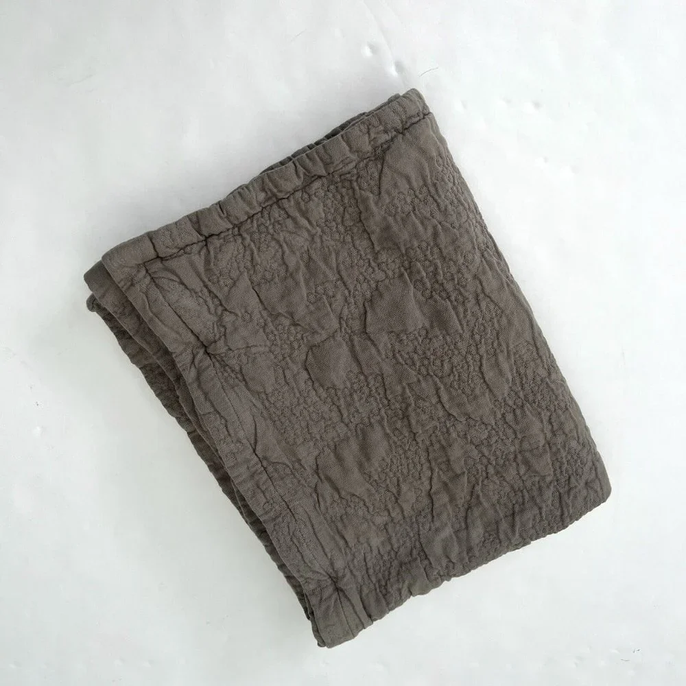 Restoration Hardware Single Pillow Cover Grey-Green Textured 100% Cotton Zip